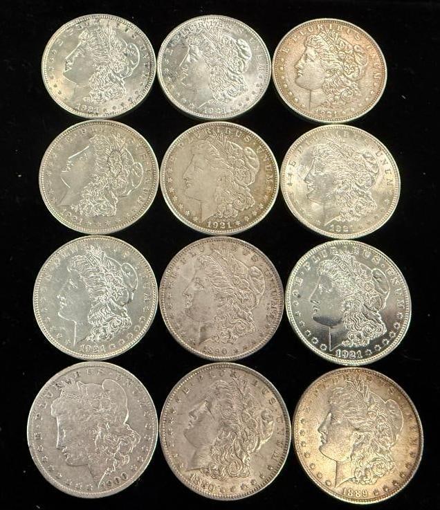 12 Morgan Silver Dollars: 12 Morgan Silver Dollars