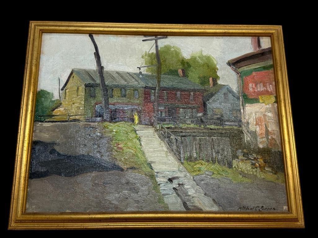 Mildred C. Green signed oil on board: Mildred C. Green signed oil on board. "A Waterloo Street". Approx. 15.5 x 11.5. Frame approx. 18 x 14 inches.