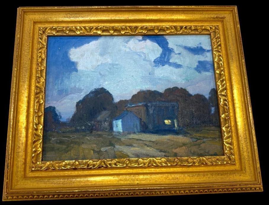 George Renouard oil on board: George Renouard oil on board. Approx. 11.5 x 8.5 inches. Frame approx. 15.5 x 13 inches.
