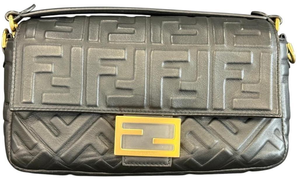 Fendi Baguette bag: Fendi Baguette bag. Shoulder Strap included. Comes with entrupy C.O.A. Approx. 11 x 6 x 2.5 inches. Provenance: From an Italian collector.