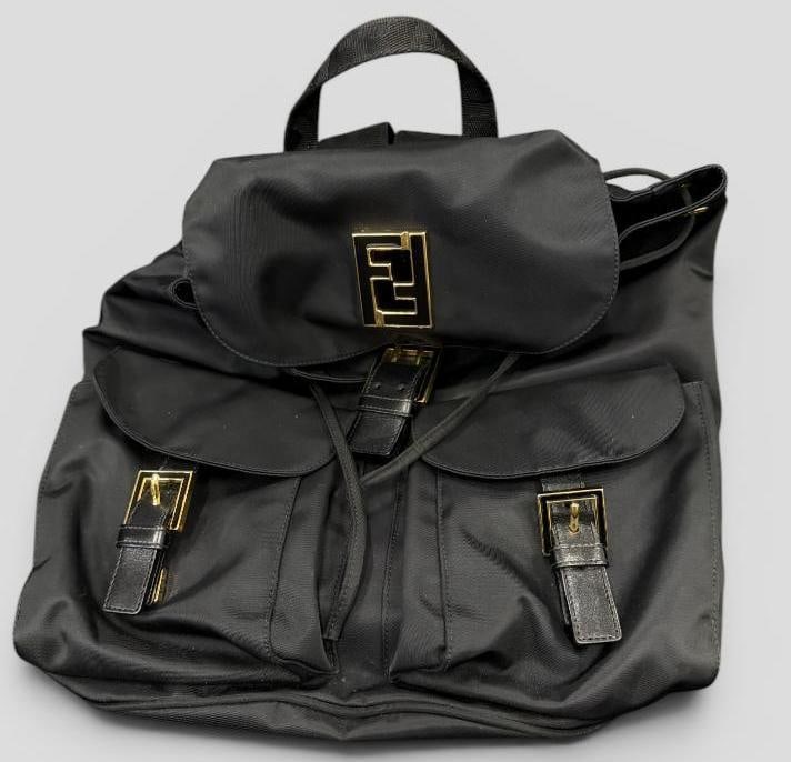 Fendi Nylon Backpack: Fendi Nylon Backpack. Serial # 06-17 15327 982. Includes certification from Posh Authenticate. Approx. 13 x 15 x 5 inches. Provenance: From an Italian collector.