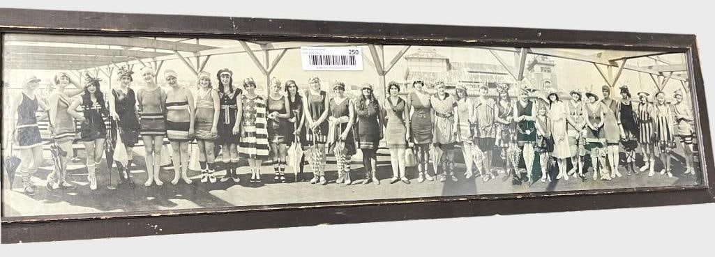Early Bathing Beauties Panoramic Photo: Early Bathing Beauties Panoramic Photo. Possibly Atlantic City. Approx. 30.5 x 6.5 inches. Frame approx. 32.5 x 8.5 inches.
