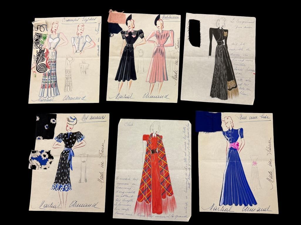 6 Martial & Armand 1940's Original Dress sketches (1 of 7)