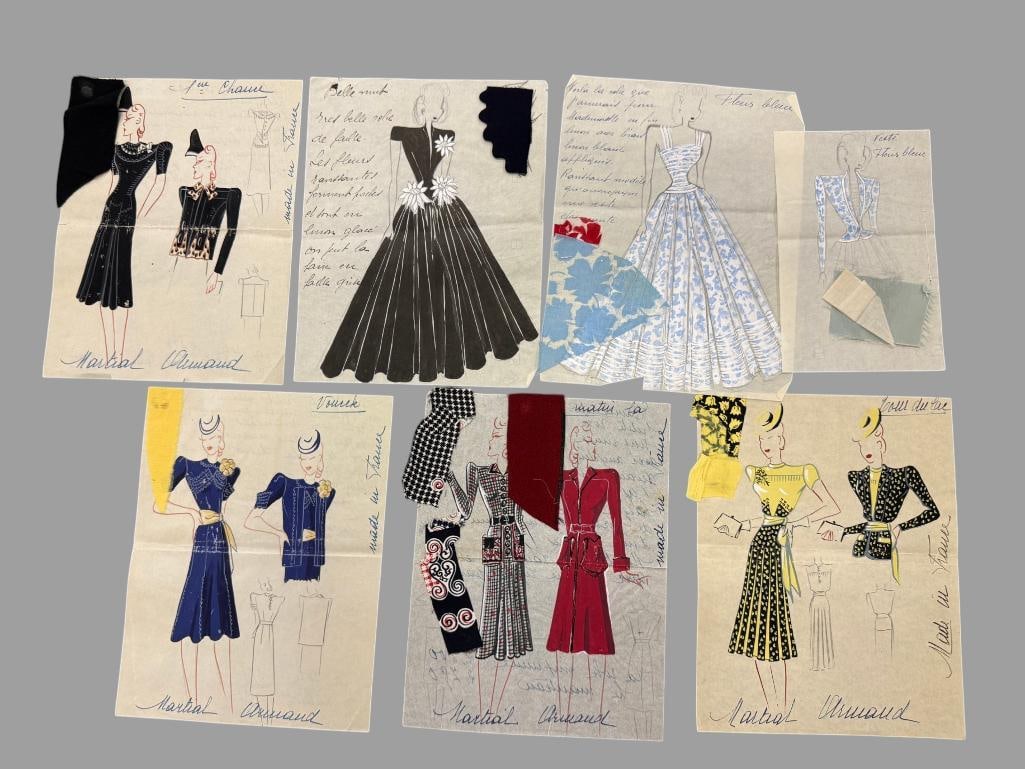 6 Martial & Armand 1940's Original Dress sketches (1 of 8)