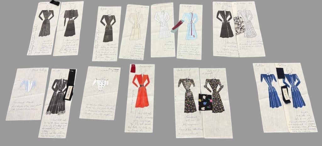 6 Martial & Armand 1940's Original Dress sketches etc. (1 of 12)