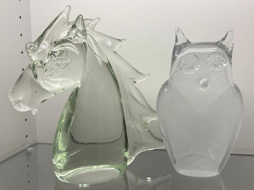 Murano Glass Owl and Horse bust (1 of 4)