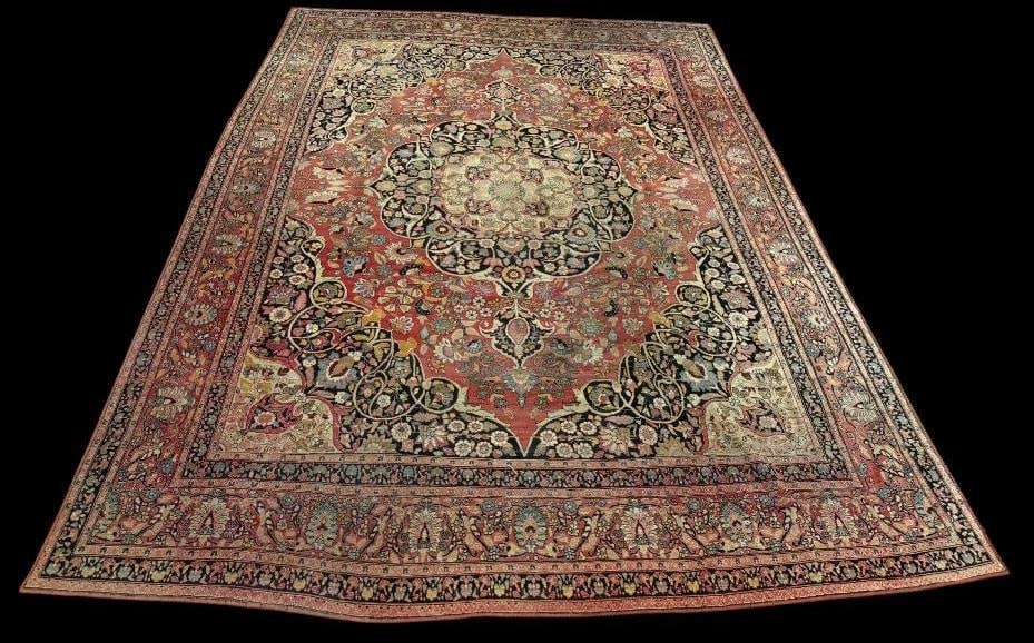 Antique Persian Tabriz rug: Room size Antique Persian Tabriz rug. Approx. 14'5" x 9'10".
