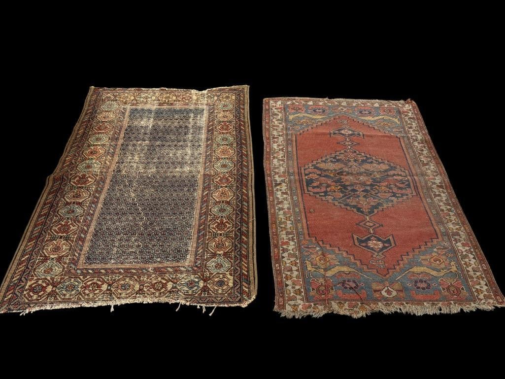 2 Antique Persian Oriental rugs: 2 Antique Persian Oriental rugs. Approx. 75 x 51 and 68 x 48 inches.