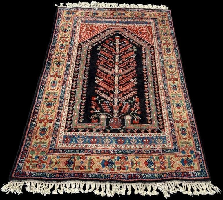Handmade Oriental Prayer rug: Handmade Oriental Prayer rug with tree of Life design. Approx. 84 x 57 inches.