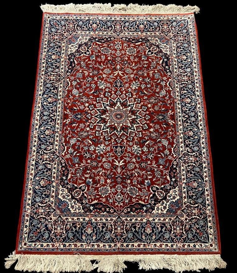 Handmade Oriental rug: Very finely woven handmade oriental rug. Kashan design. Approx. 73 x 49 inches.