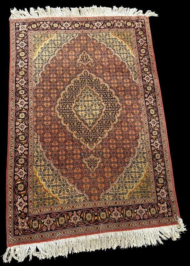 Handmade Tabriz Oriental rug: Very finely woven handmade Tabriz Oriental rug. Approx. 58 x 40 inches.