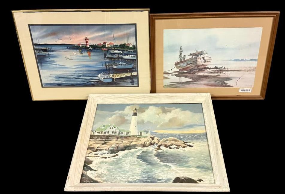 2 signed watercolors and oil on board (1 of 10)