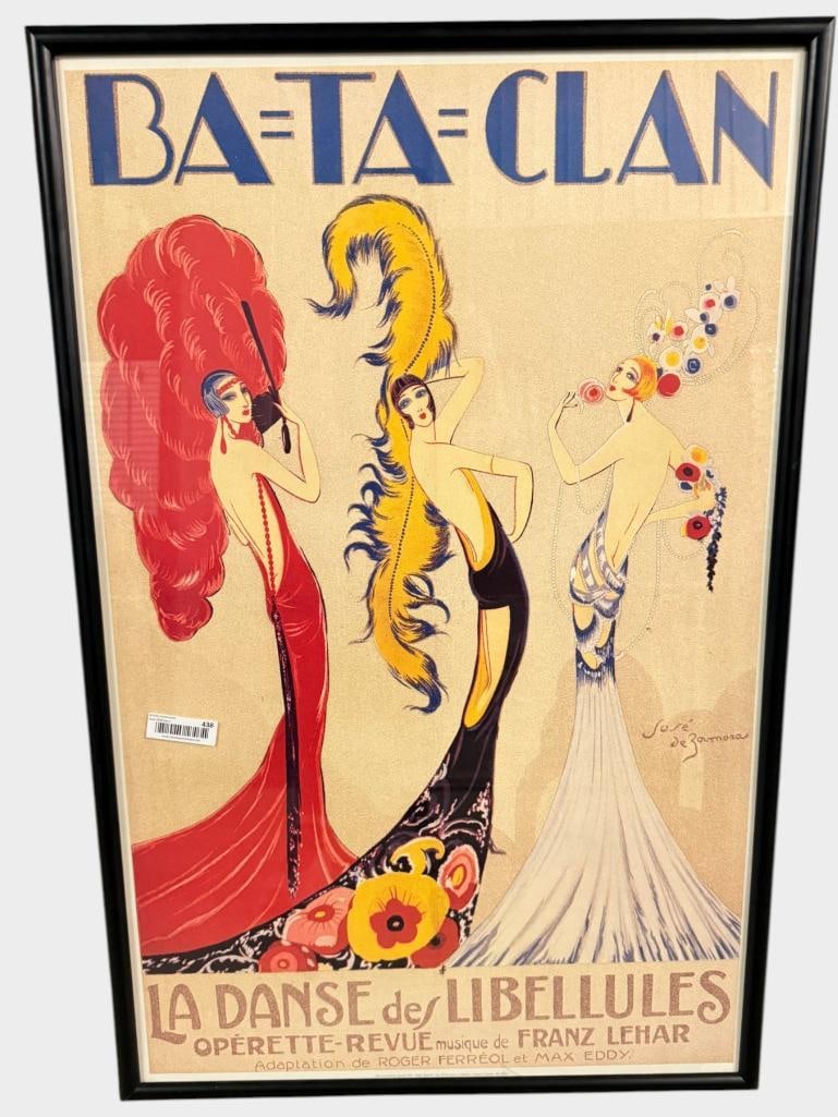Art Deco Ba-Ta-Clan poster: Art Deco Ba-Ta-Clan poster. Frame approx. 41 x 27 inches.