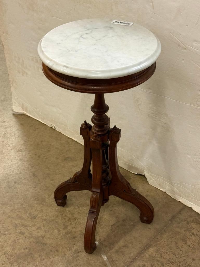 Antique Walnut and Marble stand - 2