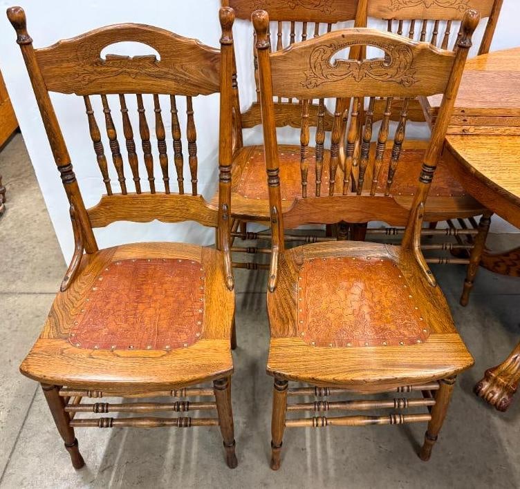 Oak Dining Table and Chairs - 4