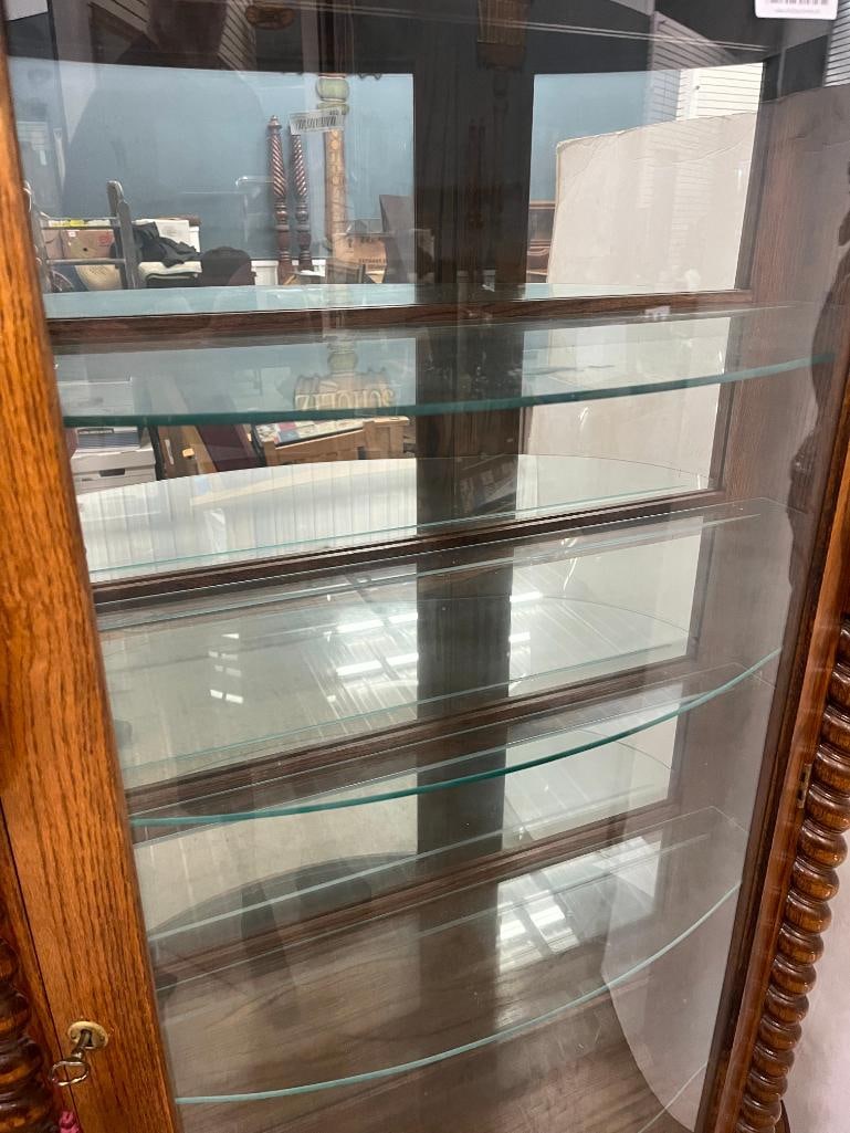 Oak Bow Front China Cabinet - 4