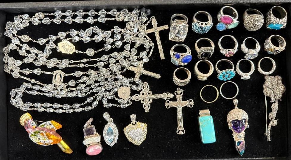 Sterling Silver Pins, Rosaries, Rings and more (1 of 9)