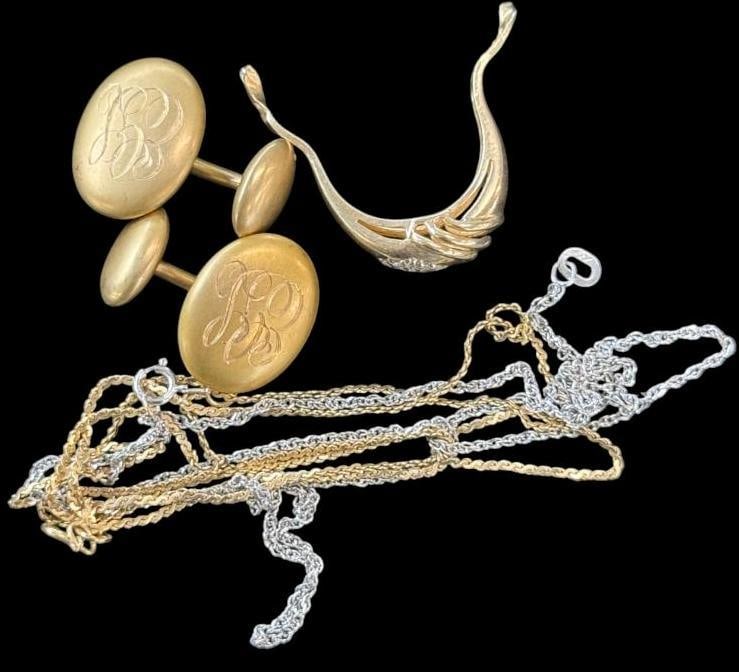 14k Gold Cufflinks, necklaces etc. (1 of 1)