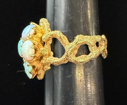 14k Gold Ring with Opals - 2