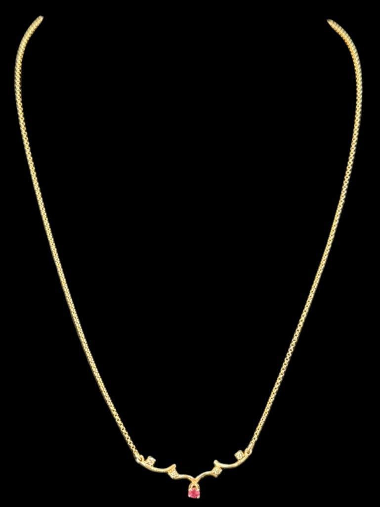 14k Gold Necklace with Ruby - 2