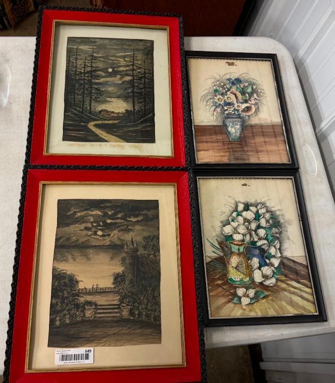 4 M. Eastland signed watercolors (1 of 6)