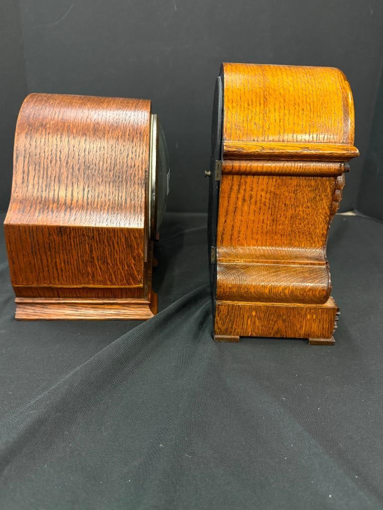 2 Oak Mantle Clocks - 7