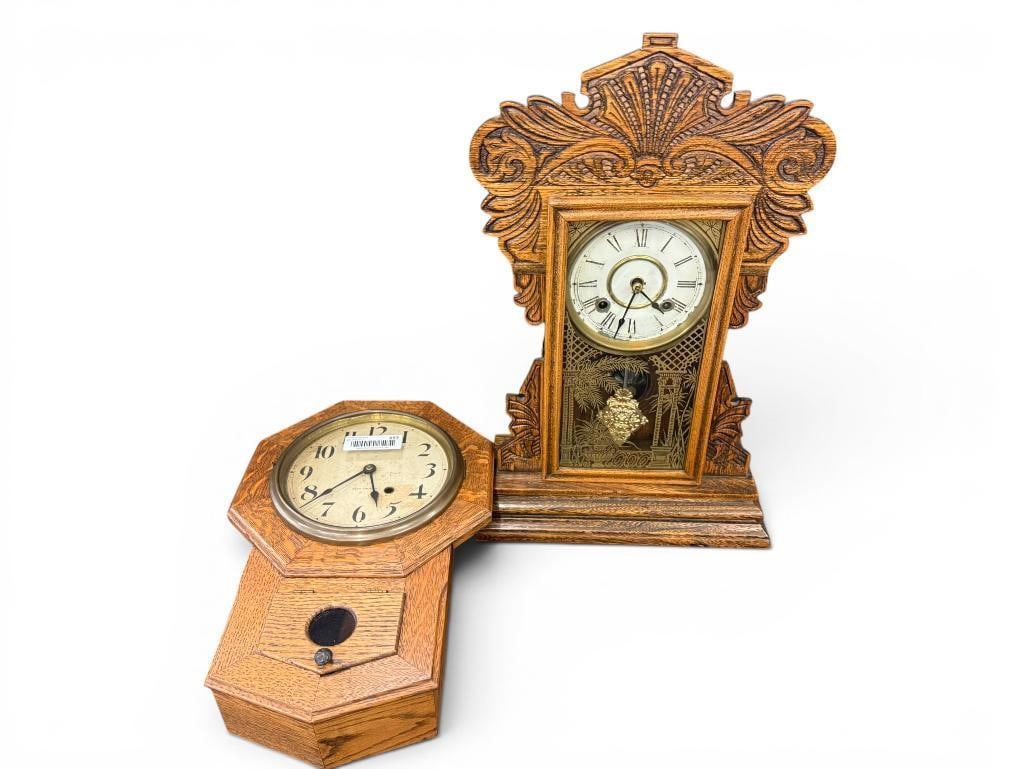 Oak Seth Thomas and New Haven clocks (1 of 5)