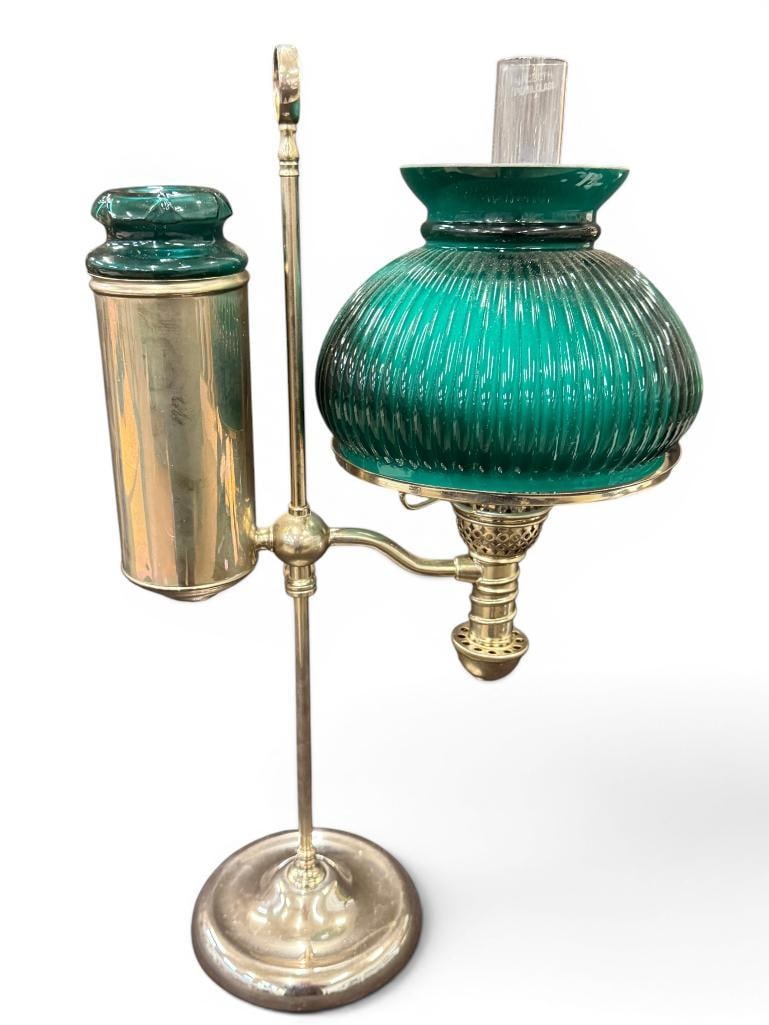 Student Lamp with Green Shade: Student Lamp with Green Shade. Approx. 23 x 12 x 8 inches.