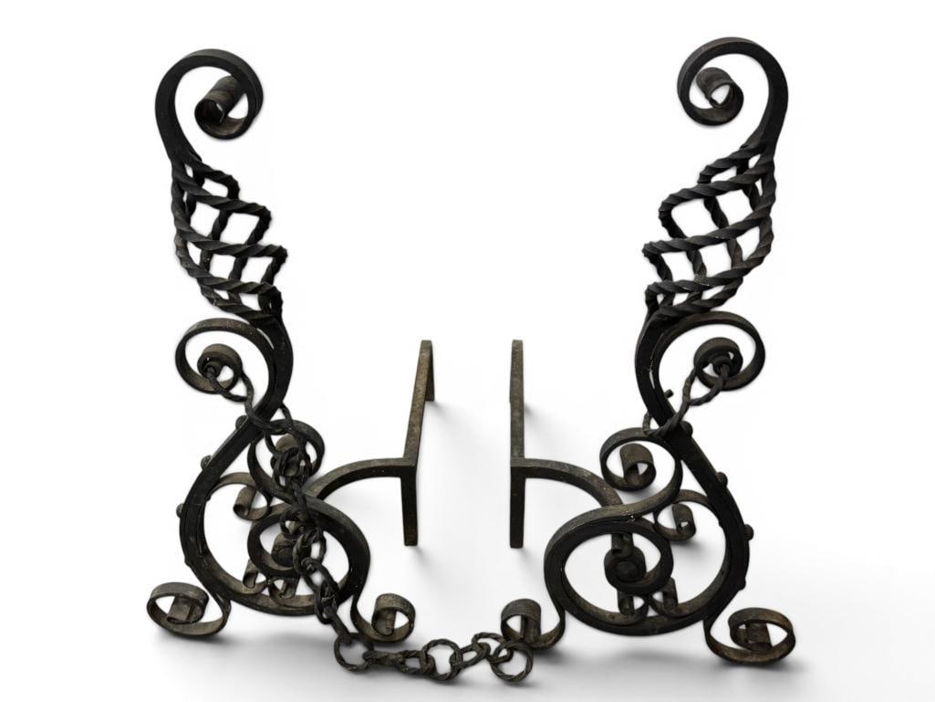 Roycroft Wrought Iron Andirons (1 of 3)