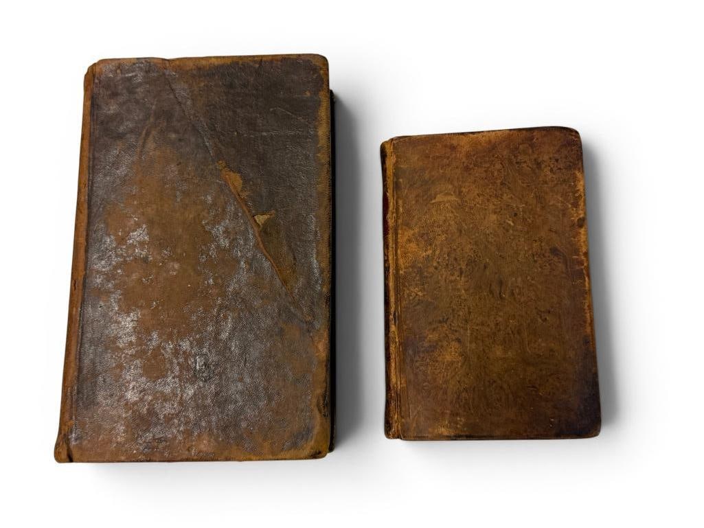 2 Early 19th Century Books: 2 Early 19th Century Books. Including 1803 The Spectator volume VIII and 1805 Constitution and Laws of New Hampshire. Approx. 8.5 x 5.5 x 2 inches.