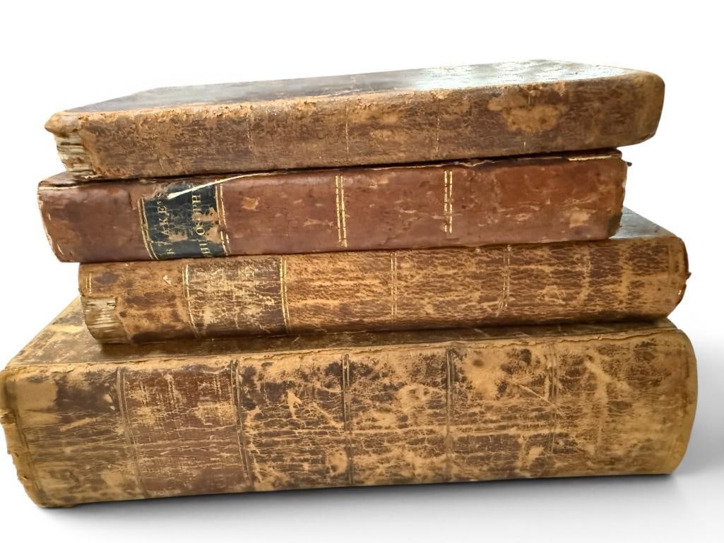 4 Antique Math and Philosophy Books: 4 Antique Books. Including 1844 System of Natural Philosophy, 1829 Conversations of Natural Philosophy, 1811 Schoolmaster's Assistant a Compendium of Arithmetic and 1832 The Elements of Natural or