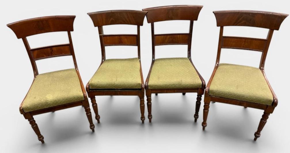 4 Grecian Style Slip Seat Chairs: 4 Grecian Style Slip Seat Chairs c. 1815-1830. Approx. 35 x 19 x 16 inches.