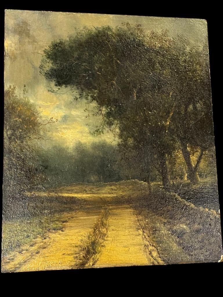 Hudson River School signed oil on board (1 of 4)