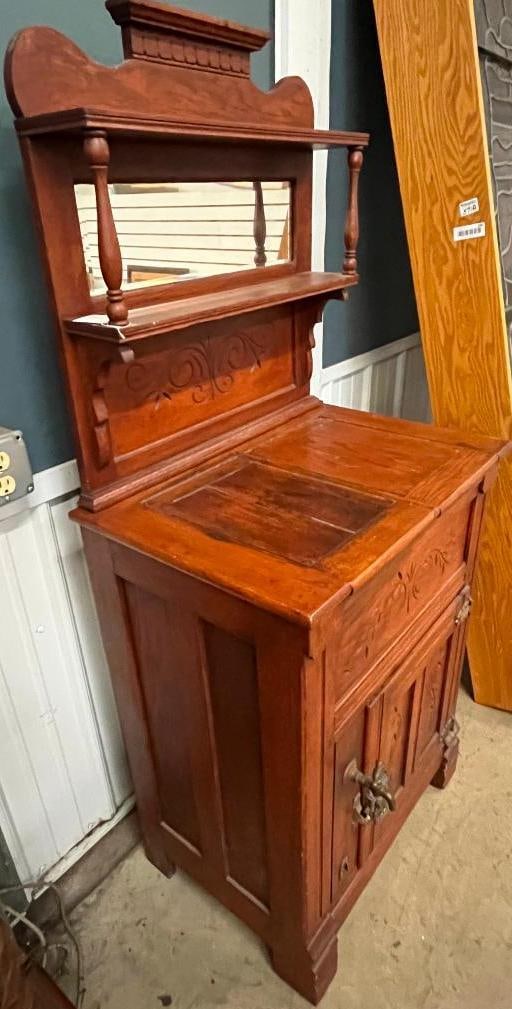 Oak Ice Box with Mirror - 2