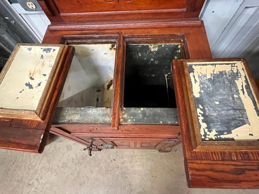 Oak Ice Box with Mirror - 3