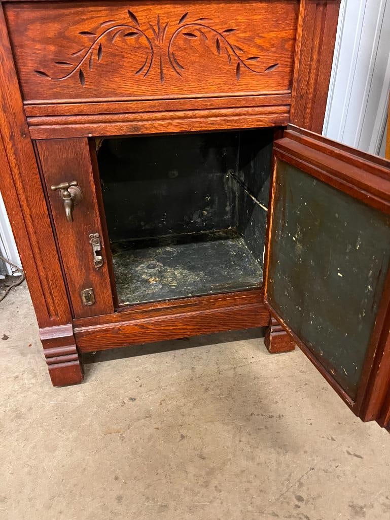 Oak Ice Box with Mirror - 4