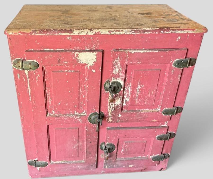 Antique Ice Box: Antique Ice Box. Approx. 34 x 32 x 17 inches.