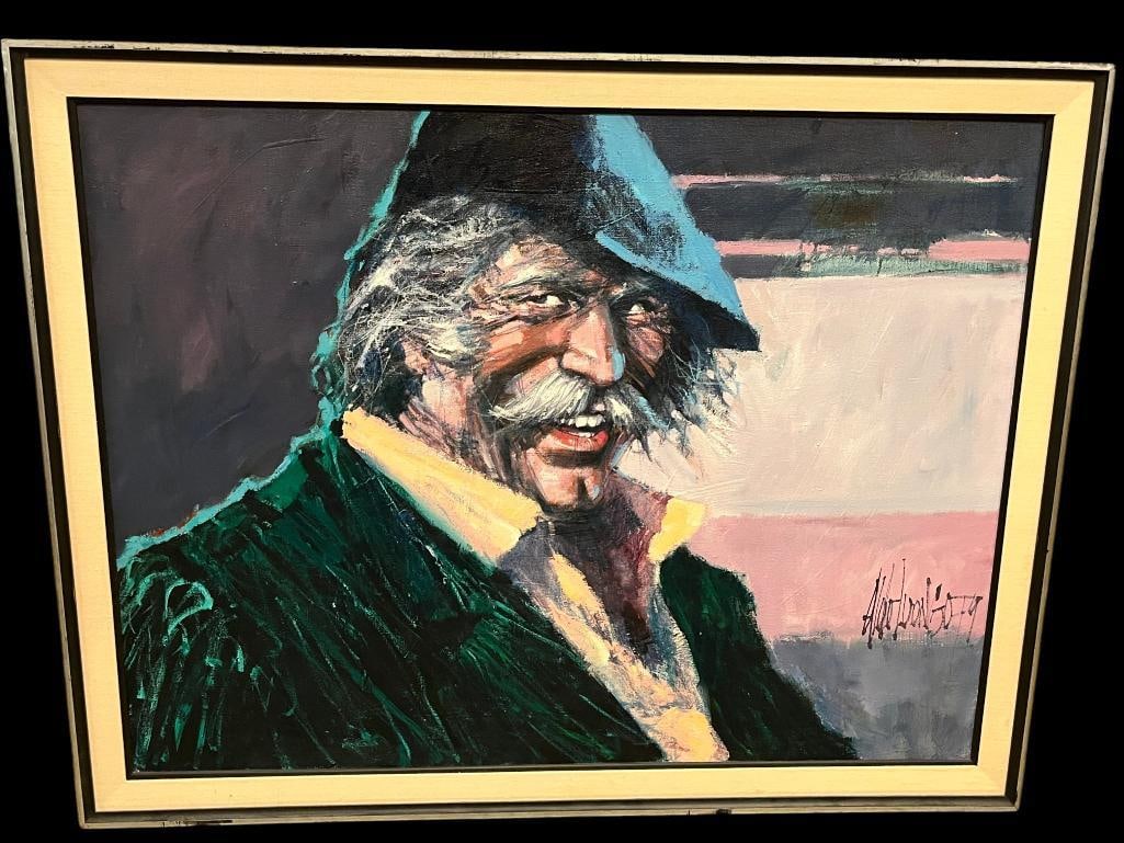 Aldo Luongo signed oil on canvas: Aldo Luongo signed oil on canvas. Titled "The Hawk". Approx. 48 x 36 inches. Frame approx. 53.5 x 41.5 inches.