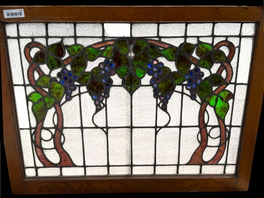 Leaded Glass Window with Grapevine design (1 of 6)