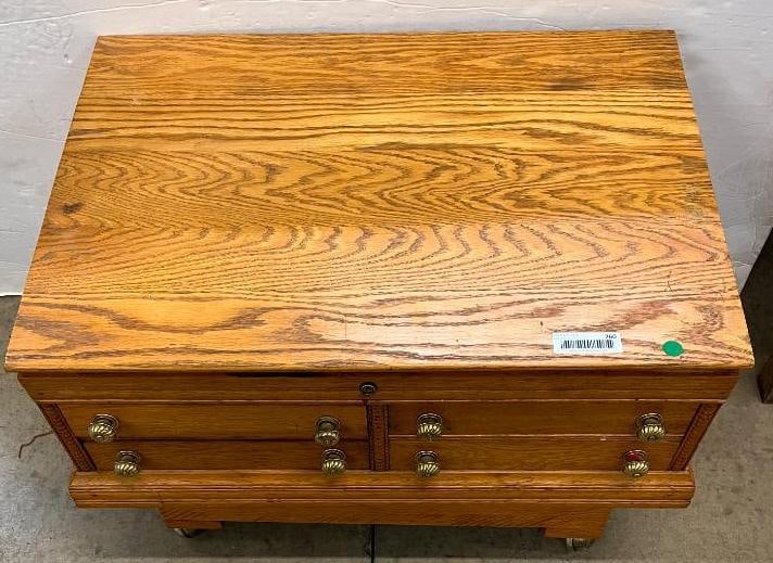 Oak 4 Drawer Spool Cabinet - 2