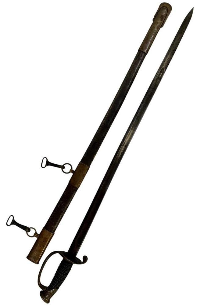 Named Texas Foot Officers Sword: Named Foot Officers Sword. Sergeant William R. Burleson Texas 18 INF. Co. G. marked on scabbard. Comes with research. Sword in scabbard approx. 38 x 5 x 4 inches.