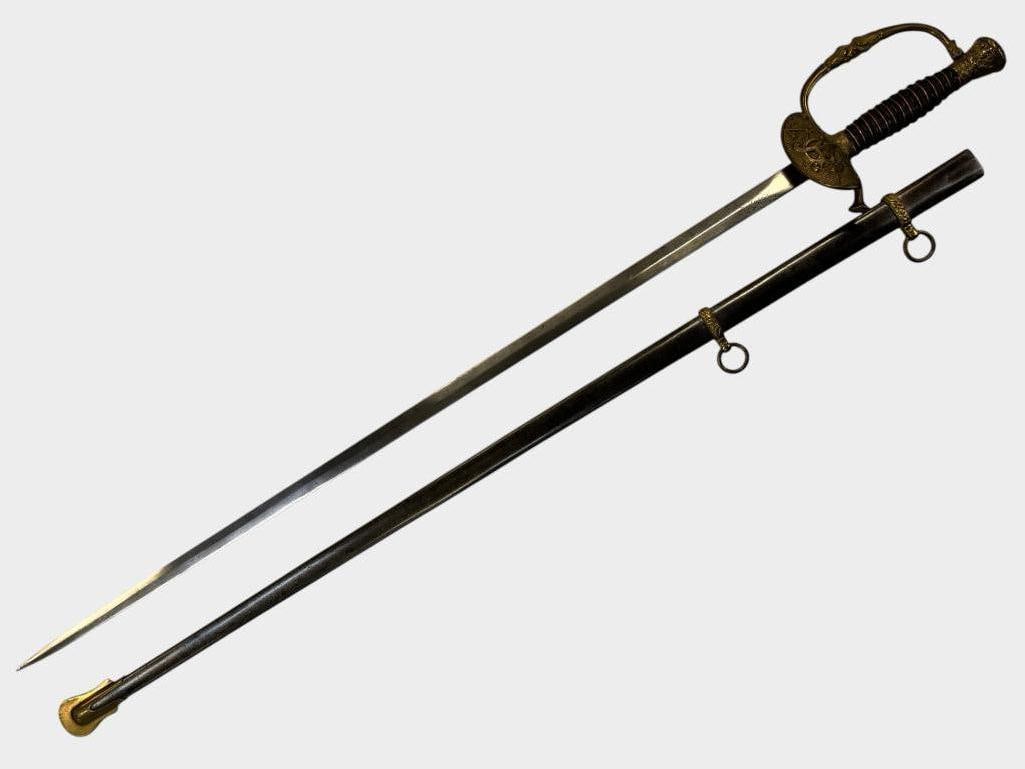 Grand Army of the Republic Sword: Grand Army of the Republic Sword. Marked GW Simmons & Co. Boston Mass. Sword in scabbard approx. 38 x 5 x 2 inches.
