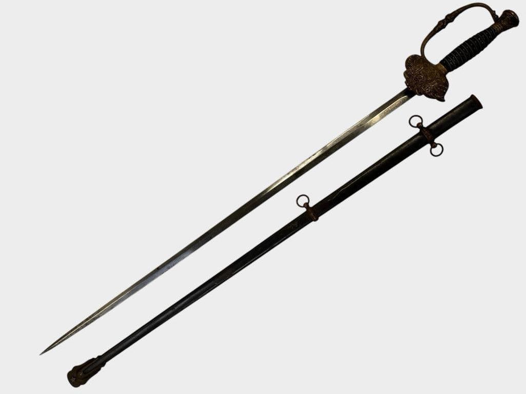 Sons of Union Veterans of the Civil War Sword: Sons of Union Veterans of the Civil War Sword. Blade is marked Horstmann Philadelphia P.A. Scabbard is not correct for sword. Approx. 36 x 4 x 1.5 inches.