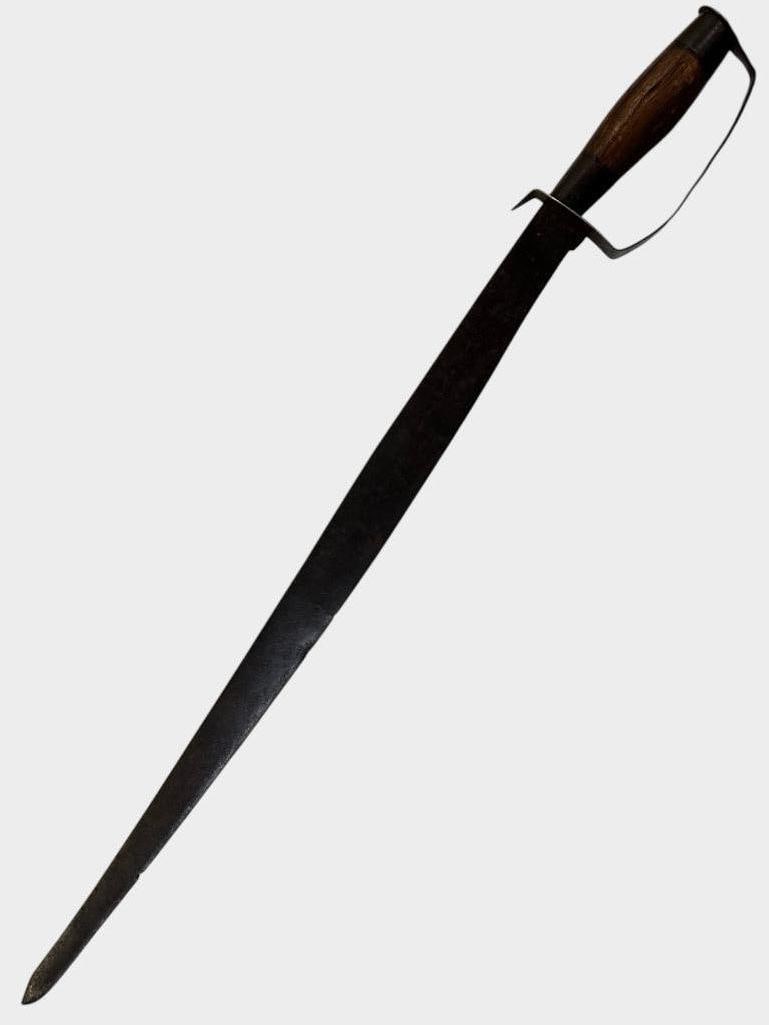 Named D Guard Knife: Named D Guard Knife. Marked T.J. Rushin 12th GA Inf. on guard. Includes research. Approx. 28 x 3 x 1 inches.