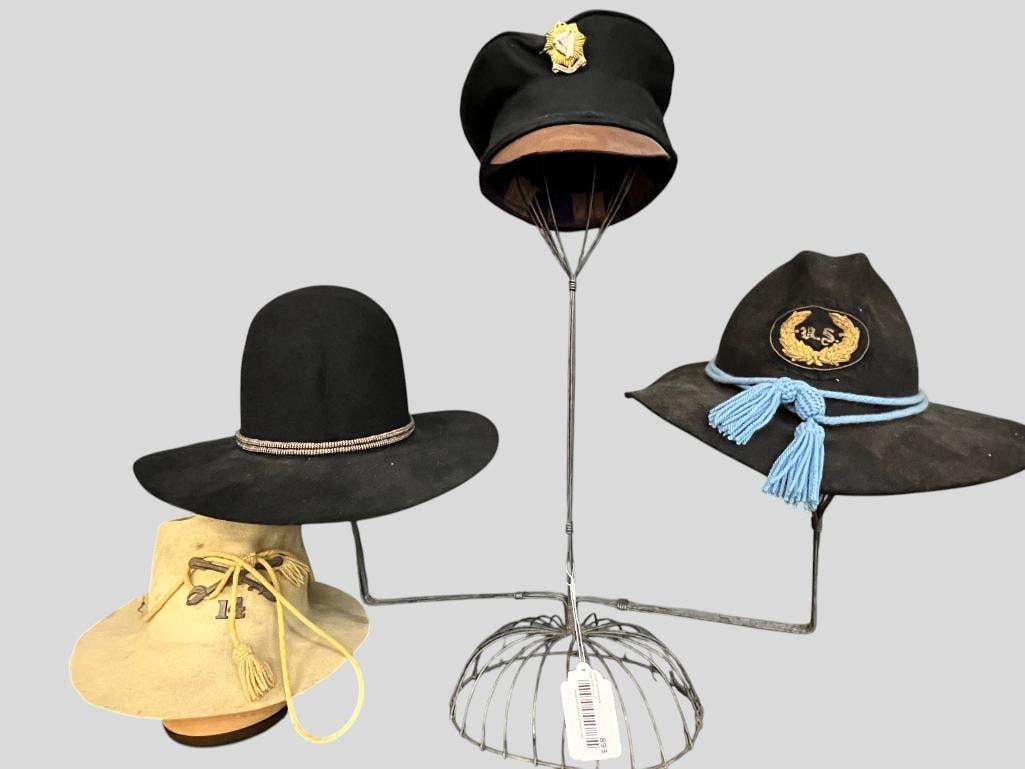 4 Uniform Hats: 4 Uniform Hats, stands included.