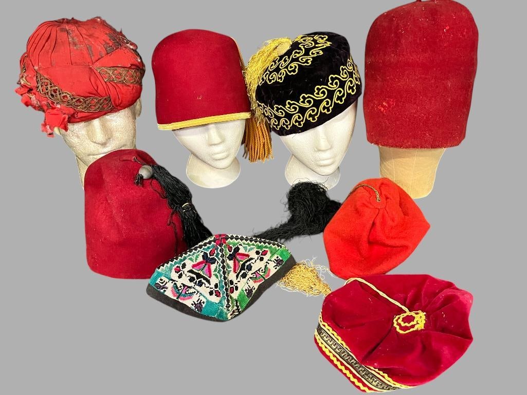8 Uniform Hats: 8 Uniform Hats. Including Fez, Kufi, Turban etc.