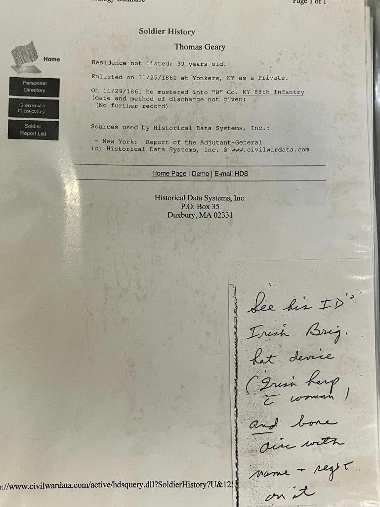 Named Irish Brigade items etc. - 9