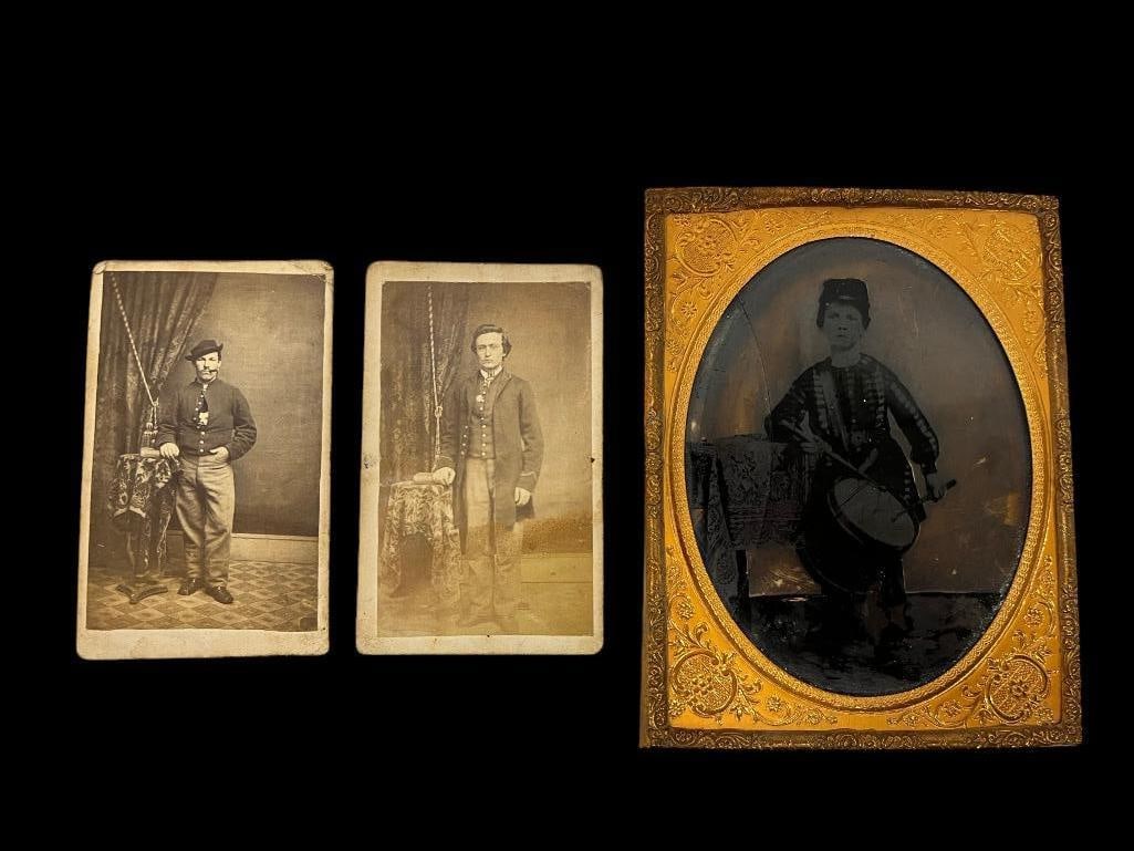 3 Named Soldiers photos: 3 Named Soldiers photos. Including Charles H. Wood Co. G 93rd Inf., Isaac Felter K Co. 6th NY Heavy Artillery and John. A. Horn H Co. NY 51st Infantry. Research is included.