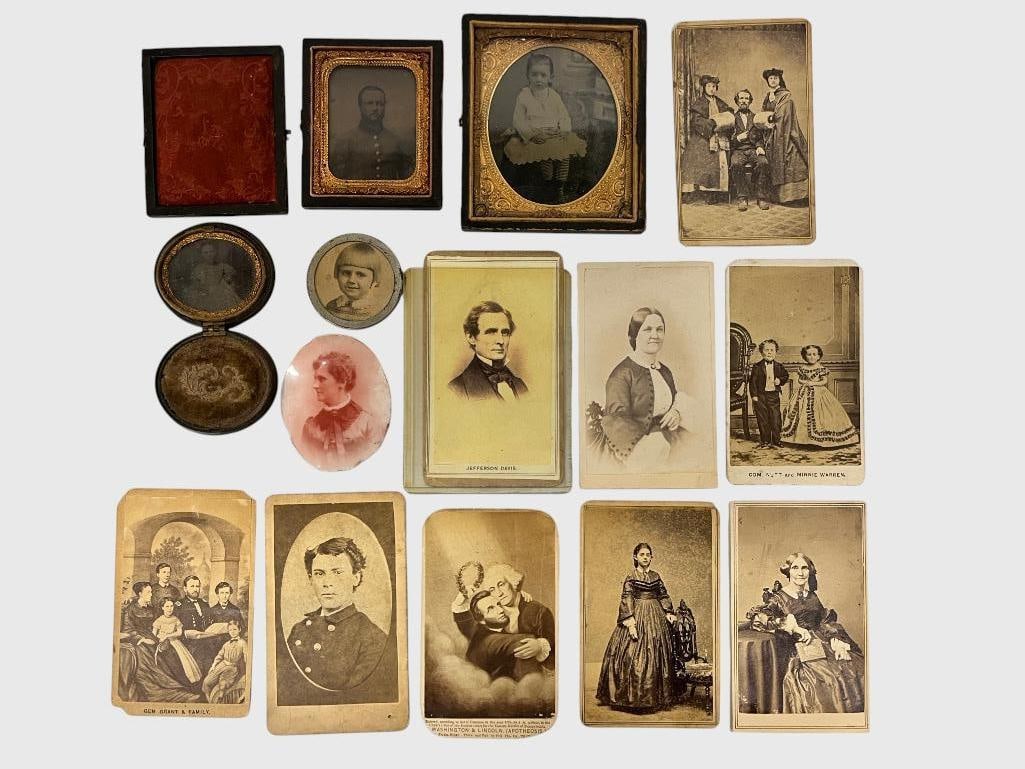 14 Early Images: 14 Early Images. Including Jefferson Davis, Com Nutt and Minnie Warren, Washington & Lincoln and more.