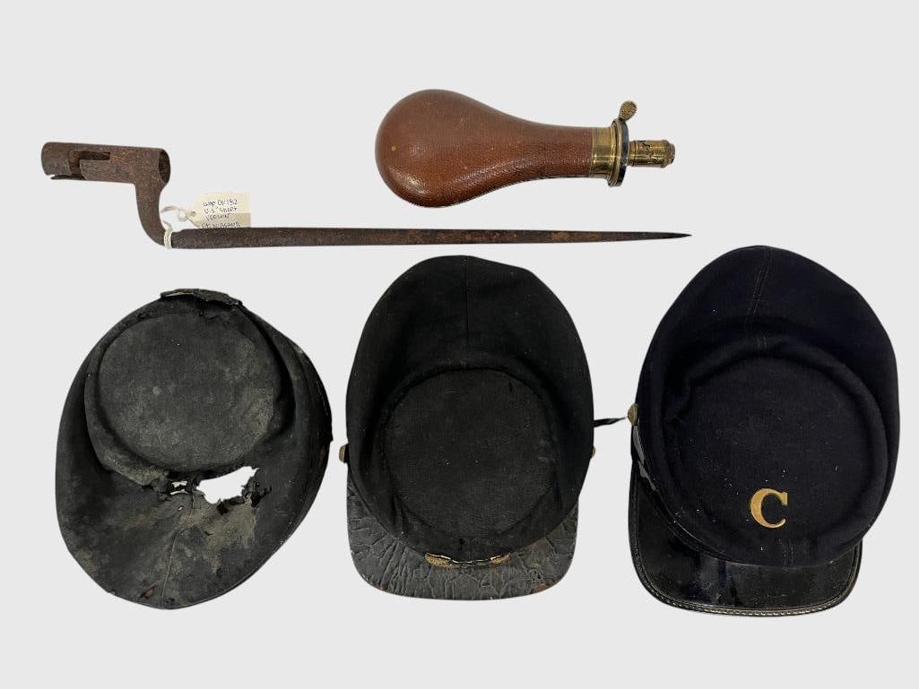 Kepi Uniform Caps, powder flask and bayonet (1 of 10)